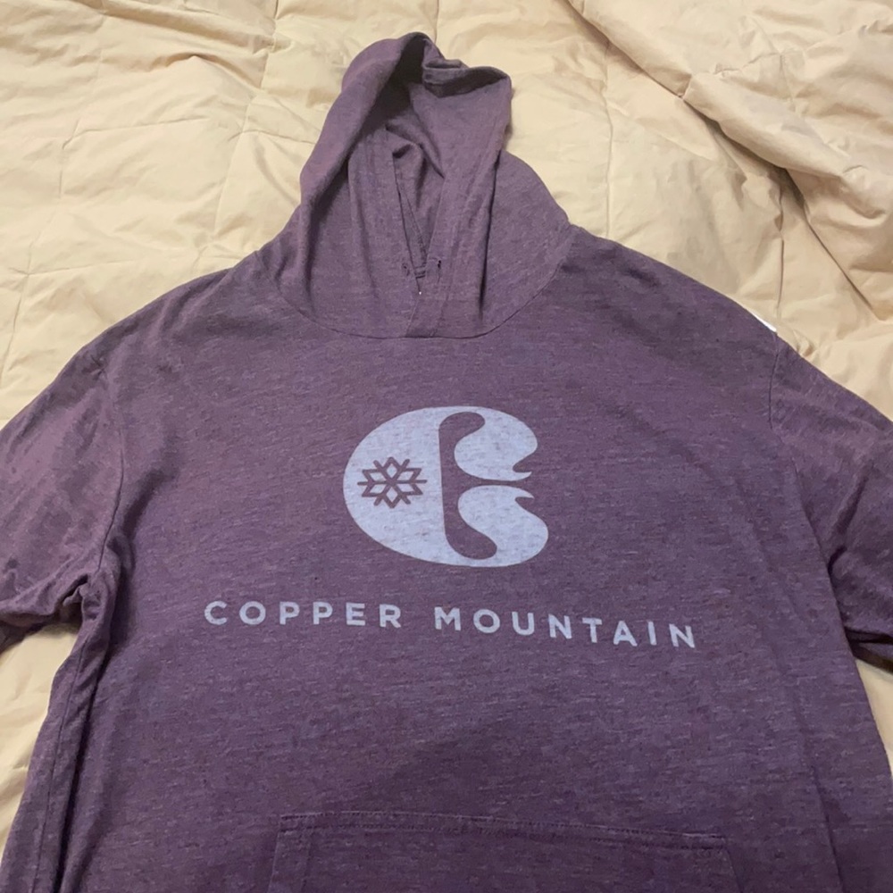 Soft, thin, Copper Mountain hoodie.  Purple.  Men’s size Large.